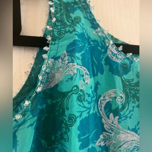 Vintage Indian block, print tunic cotton, BoHo festival, mini sundress s - Picture 3 of 10